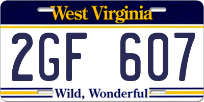 WV license plate 2GF607