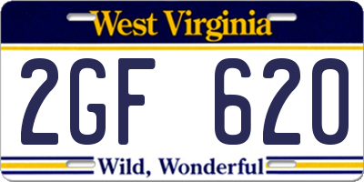 WV license plate 2GF620