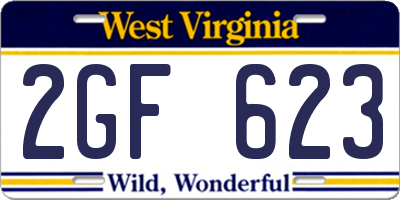 WV license plate 2GF623