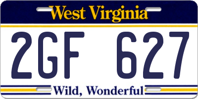 WV license plate 2GF627