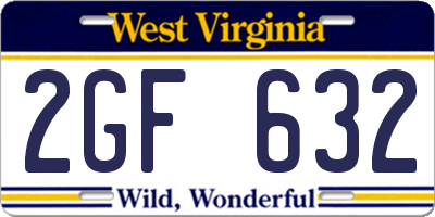 WV license plate 2GF632