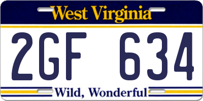 WV license plate 2GF634