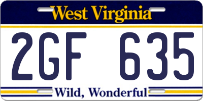 WV license plate 2GF635