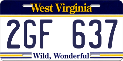 WV license plate 2GF637