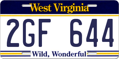 WV license plate 2GF644