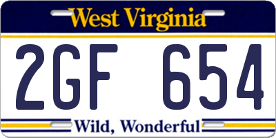 WV license plate 2GF654
