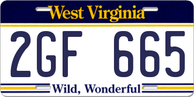 WV license plate 2GF665
