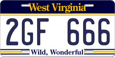 WV license plate 2GF666