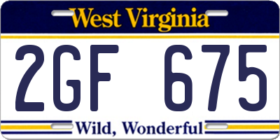 WV license plate 2GF675