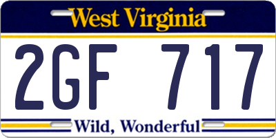 WV license plate 2GF717