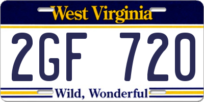 WV license plate 2GF720