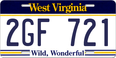 WV license plate 2GF721
