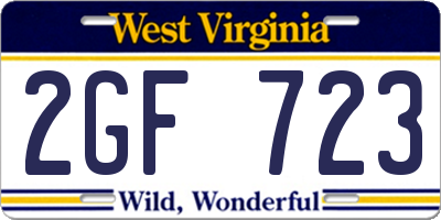 WV license plate 2GF723