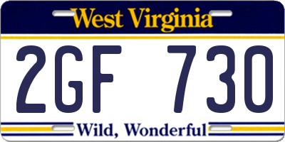 WV license plate 2GF730