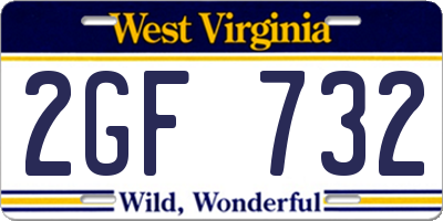 WV license plate 2GF732