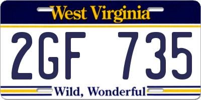 WV license plate 2GF735