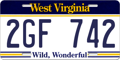 WV license plate 2GF742