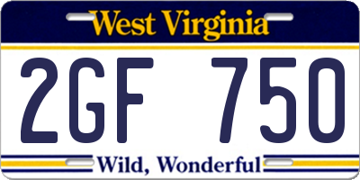 WV license plate 2GF750