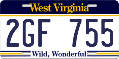 WV license plate 2GF755