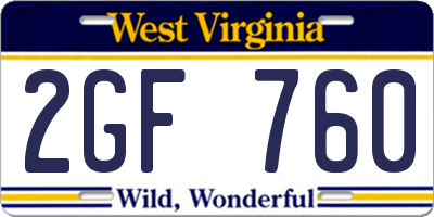 WV license plate 2GF760