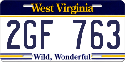 WV license plate 2GF763