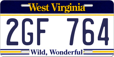 WV license plate 2GF764