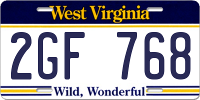 WV license plate 2GF768