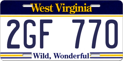 WV license plate 2GF770