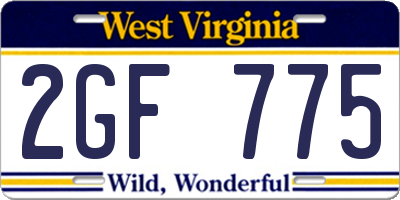 WV license plate 2GF775