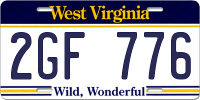 WV license plate 2GF776