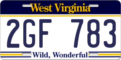 WV license plate 2GF783