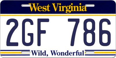 WV license plate 2GF786