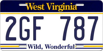 WV license plate 2GF787