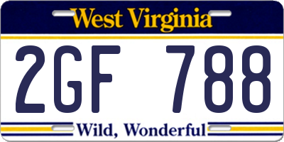WV license plate 2GF788