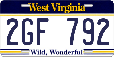 WV license plate 2GF792