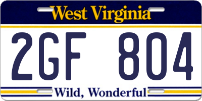 WV license plate 2GF804
