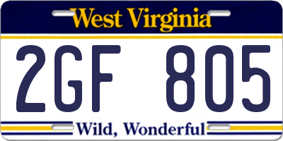WV license plate 2GF805