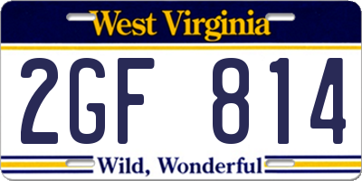 WV license plate 2GF814