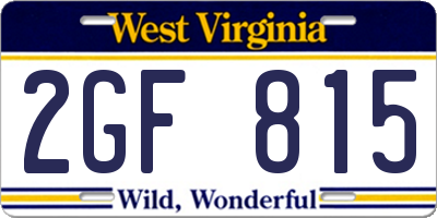 WV license plate 2GF815