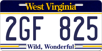 WV license plate 2GF825