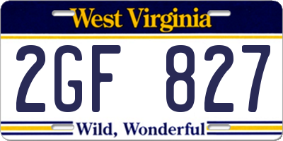 WV license plate 2GF827