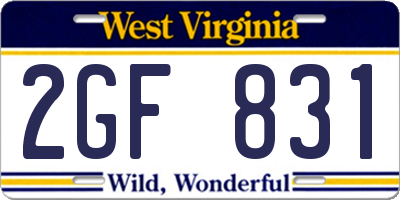 WV license plate 2GF831