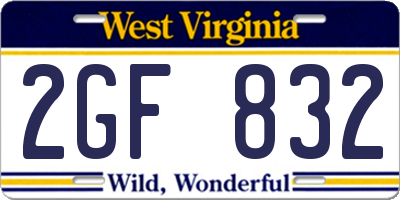WV license plate 2GF832