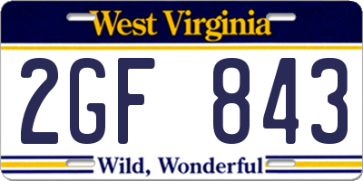 WV license plate 2GF843