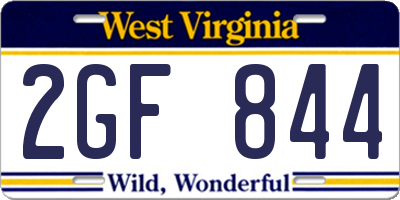 WV license plate 2GF844