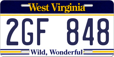 WV license plate 2GF848
