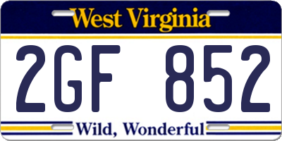 WV license plate 2GF852