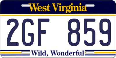 WV license plate 2GF859