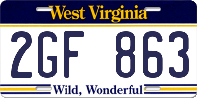 WV license plate 2GF863