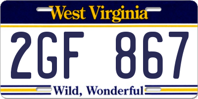 WV license plate 2GF867